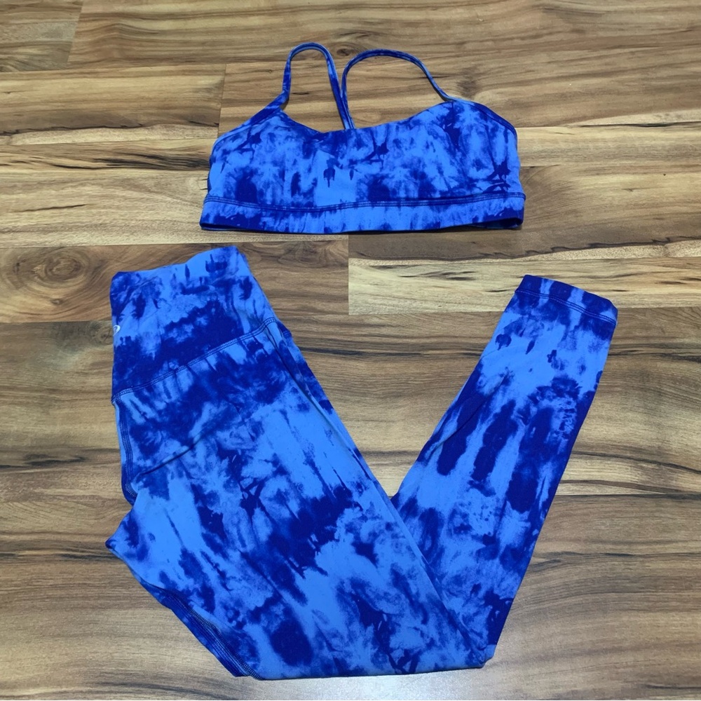 Lululemon Align Blue Tie-Dye Sports Bra and Leggings Set